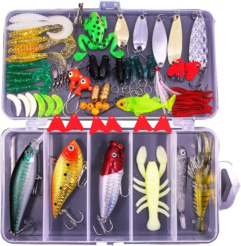 Fishing Lures Kit Set for BassTrout Salmon Including Spoon Lures 77 Pcs –  SM GLADS LLC